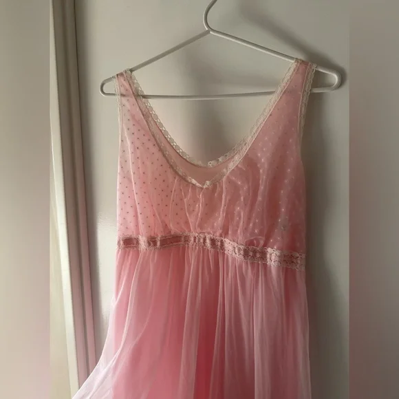 Vintage French Maid Pink Nightgown Lingerie - Picture 2 of 7